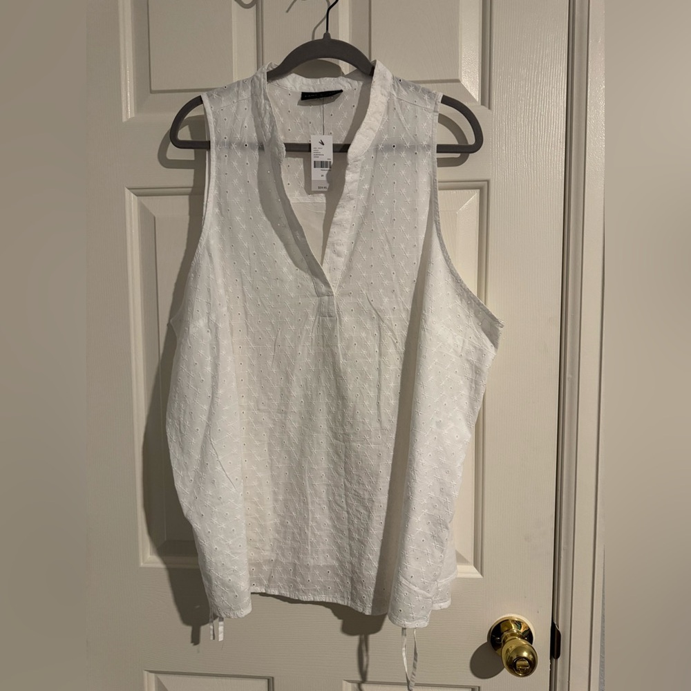 Lane Bryant White Eyelet Textured Top